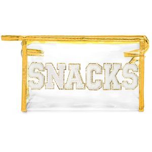 Large Clear Snacks Pouch - Preppy Patch White Chenille Varsity Letter Pvc😜